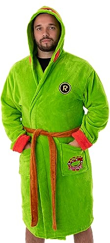 TEENAGE MUTANT NINJA Turtles Bata de baño con capucha verde para hombres | Libera tu héroe interior con esta bata de vestir de disfraz de TMNT | Abraza la comodidad y la vibra ninja con estilo