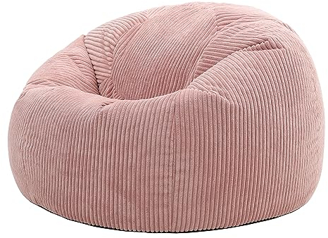 icon Kingston Cord Bean Bag, Dusk Pink, Large Adult Bean Bag Chair with Filling Included, Comfy Chair, Living Room Furniture, Bedroom Furniture