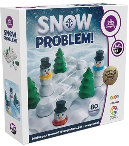 The Happy Puzzle Company - Snow Problem Game - Limited Edition Snowman-Building Puzzle with 3,000 Copies Worldwide - Stack, Slide, and Solve to Build Your Snowmen - Fun for All Ages