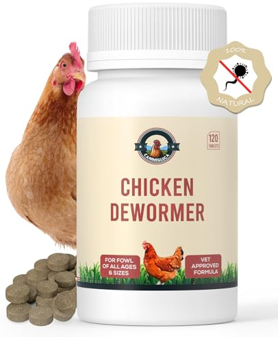 CanineGluca - Desparasitante de pollo: una fórmula de salud totalmente natural, 120 tabletas, seguro para huevos durante el uso, suministros completos de medicina avícola, hecho en Estados Unidos,
