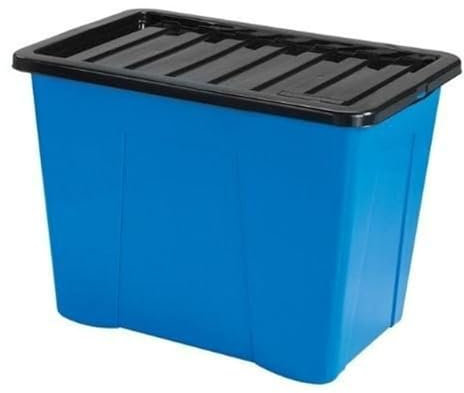 Neat. Plastic Storage Box with Black Lid – Durable, Versatile & Space-Efficient Container with Secure Clip Lock, and Stackable Design, Storage in Garages, Closets, Office, Blue, Pack of 2