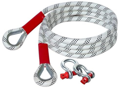 Corda di traino per recupero cinetico Cinghie di traino da 1 x 16 piedi per impieghi gravosi (11.000 libbre) con 2 grilli ad anello, fune in nylon per camioncino 4WD SUV ATV UTV (5m5t)