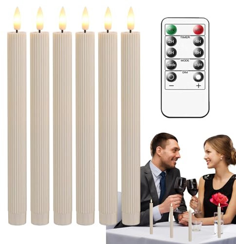 Candele bianche senza fiamma, senza fiamma, senza fili, confezione da 6, 28 cm, a LED, con telecomando e timer, funzionamento a batteria, candele per finestre, decorazioni natalizie per la casa e
