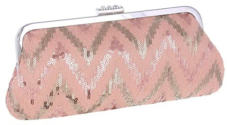 Adoptfade Elegante borsa da sera da donna, pochette con paillettes, borsa a tracolla, Rosa