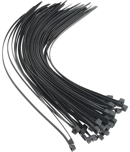 Cable Ties Black, 50 Pack Reusable Cable tie, Heavy Duty Cable Tie 18 inch Long, 450mm x 4.8mm with UV Resistant Nylon Plastic Self-Locking Zip Ties for Home Workshop Garden Office (Black)
