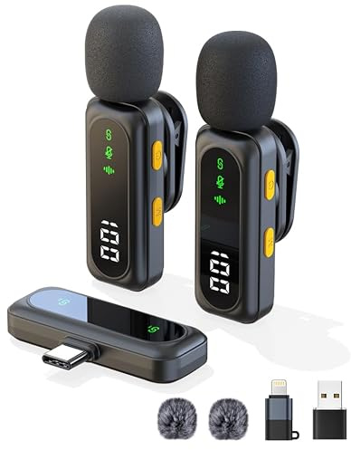 Wireless Lavalier Microphone for iPhone - iPad, Android Phone, Computer, Mini Lapel Mic, USB-C Microphone with Noise Reduction and Crystal Sound for Video Recording, Vlogging, TikTok, Singing, YouTube