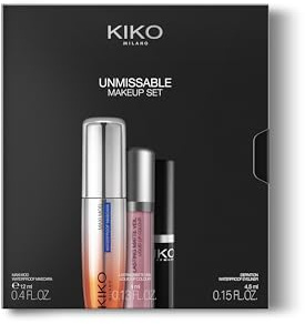 KIKO Milano Unmissable Makeup Set, Make-Up-Set: Wasserfeste Mascara, Wasserfester Eyeliner, Matter Flüssig-Lippenstift