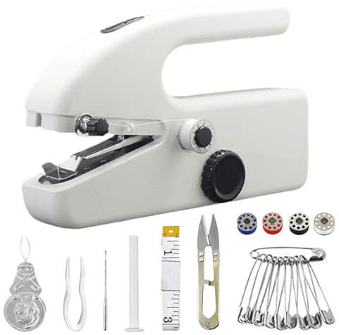 PRITOK Handheld Sewing Machine for Beginners: Electric Portable Sewing Machine with USB/Battery Powered, Quick Stitching Tool with Sewing Accessories for Fabrics, Mini for DIY, Home and Travel Use