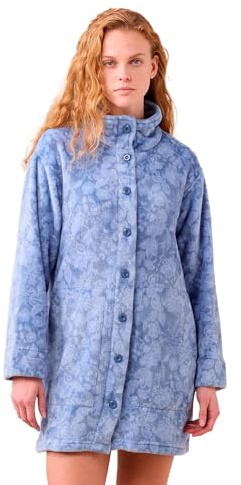 Noidinotte - Vestaglia donna invernale in coral articolo flory - M Azzurro