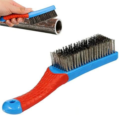 Uadme Spazzola Acciaio per Ruggine, 160mm Spazzola Metallica, Spazzole Manuale con Manico in Silicone, per la Rimozione di Ruggine da Metallo/Verniciatura/Pulizia di Cemento