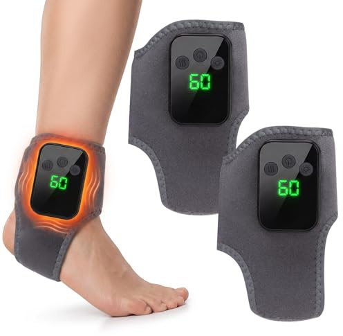 2 Piezas Masajeador de Pies, 3 en 1 Inalámbrico Eléctrico Masajeador Pies, con 5 Niveles de Calor Regalo para relajación y 3 Modos de Vibración, Dispositivo de Masaje para Tobillo Planta del Pie