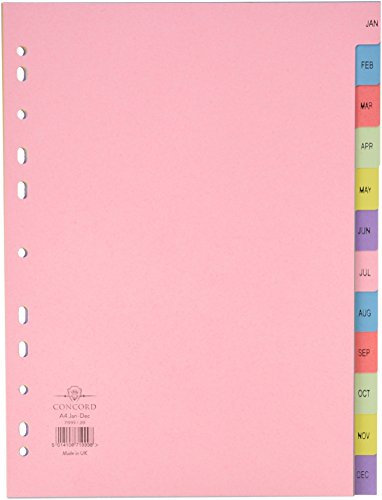 Concord A4 January-December Manila Tabs Index Folder - Multicoloured