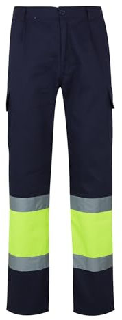 Velilla 157 - Pantalon Haute visibilite (taille M) couleur bleu foncé et jaune fluor