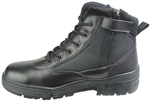 Savage Island Botas Cuero Negro Altura Media con Cremallera Tipo Militar