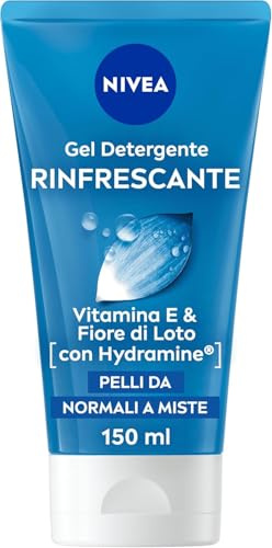 NIVEA Gel Detergente Viso Rinfrescante 150 ml, Detergente schiumogeno viso idratante, Foaming cleanser con Aloe Vera e Acido Ialuronico, Rimuove SPF e impurità, Skincare per pelle da normale a mista