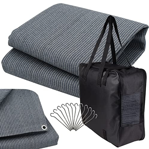 Vorzeltteppich + Heringe + Tasche - 400x400 GRAU-BLAU - Zeltteppich Zeltunterlage Outdoor Camping Vorzelt Campingteppich Vorzeltboden