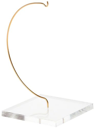 Plymor Wire Ornament Hanger Display with 4 Clear Acrylic Thick Square Base, 7 H