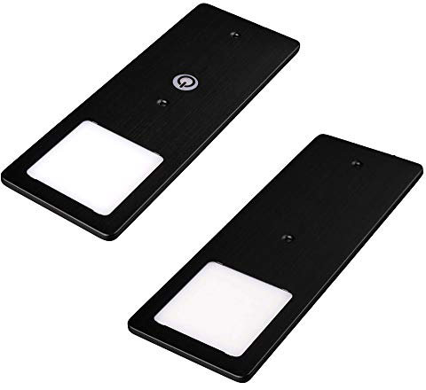 kalb | LED Unterbauleuchten schwarz 5W- sehr flache Küchenleuchte mit Touch-Dimmfunktion Einbaustrahler Einbauspot, Auswahl:2er Set neutralweiss