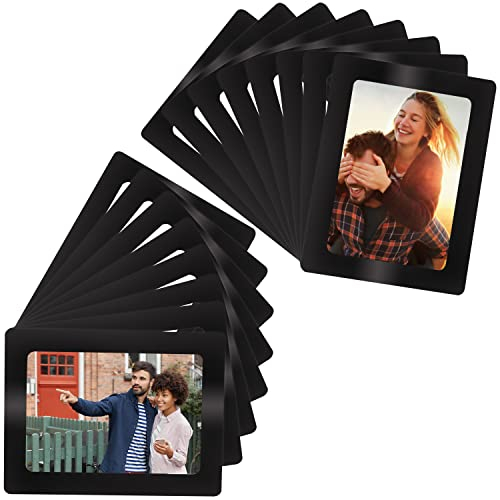 BELLE VOUS Magnetische Bilderrahmen Schwarze Foto Magnete (15 Stk) - Für 10x15cm / 4 x 6 Bilder - Foto Collage Bilderrahmen für Gefrier-/Kühlschrank Magnetisch, Magnet mit Foto für Metalloberflächen
