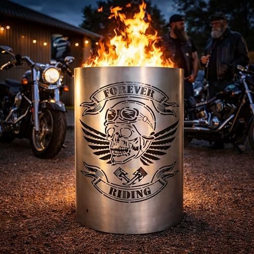 Eldtunna/eldkorg med motiv dödskalle-forever ridning