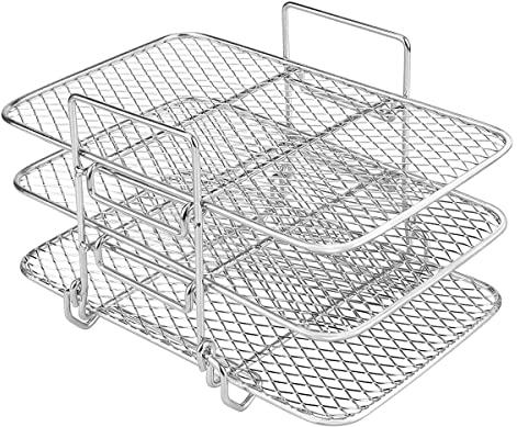 Beenle-Icey Air Fryer Rack for Ninja Air Fryer Multi-Layer Double Basket Air Fryer Accessories 304 Stainless Steel Grilling Rack Toast Rack Cooking Rack for Oven Microwave Baking Roasting (C)