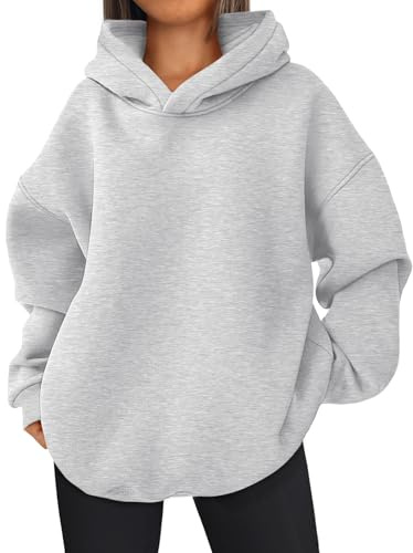 EFAN Huvtröja för dam, överdimensionerad fleecetröja med huva, ledig, bekväm tröja, höstmode, sött plagg med fickor