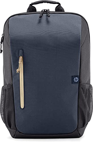 HP Travel Mochila para Portatiles de hasta 15,6 (Capacidad 18L, Ampliable hasta 21 L, Impermeable, Ergonómica, Bolsillo para Rastreador, Cremalleras con Cierre, Material Reflectante) Azul Oscuro
