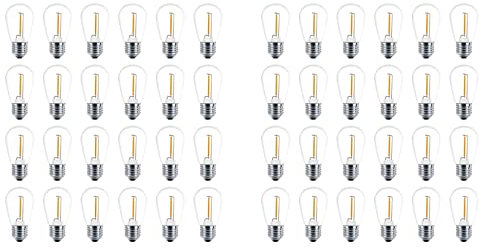 Jojomino Confezione da 48 lampadine a LED S14 da 3 V, infrangibili per esterni, luce solare calda