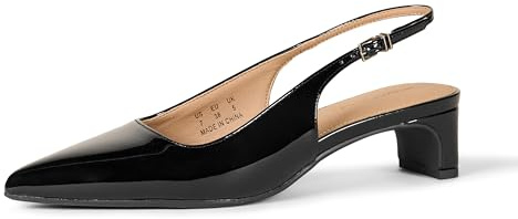 Amazon Essentials Women's Slingback Block Heel, Black Patent, 13