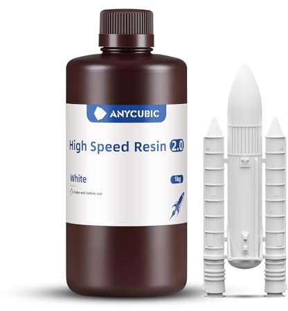 ANYCUBIC High Speed 2.0 3D Drucker Resin, Hochaktives, Niedrigviskoses und Hochliquides 3D-Harz, 170 mm/h Ultrahochgeschwindigkeitsdruck mit Anycubic Photon Mono M7 Pro 3D Drucker, Weiß, 1000g