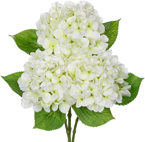 Oairse uppsättning av 3 konstgjorda hortensior blommor hortensior dekoration sidenblommor högkvalitativa konstgjorda blommor som riktiga hortensior för bröllop, hem, hotell, fest, blomarrangemang