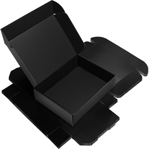 RLAVBL 12x9x3 Shipping Boxes 6 Pack, 30.5x22.9x7.7cm Black Corrugated Cardboard Box, Parcel Boxes for Posting, Small Business