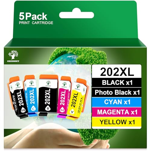 GREENSKY Kompatible für 202 XL 202XL Multipack Druckerpatronen für XP 6000 Druckerpatronen für Expression Premium XP-6000 XP-6100 XP-6105 XP6000 XP-6005 XP-6001 (5er-Pack)