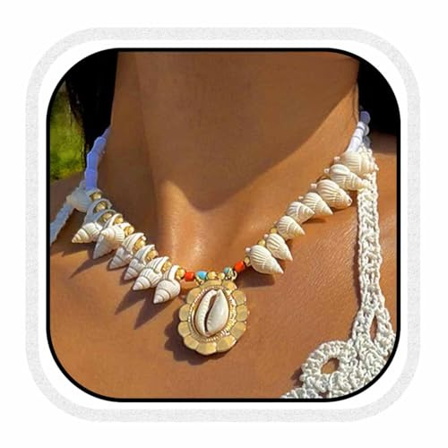 Fashband boho sjöstjärna halsband färgglada pärlor snäckskal halsband strand halsband kedjor för kvinnor, En storlek, pärlor, Ingen ädelsten