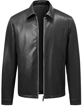 Allthemen Giacca Pelle Uomo Casual Vintage Giubbino Moto Cerniera Classique Faux Suede Jacket Bomber