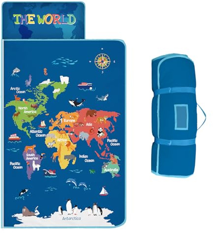 Sac de Couchage Enfant, Sac de Couchage Souple Oreillers Amovibles et Couvertures pour Enfants, Filles, Garçons, Camping,Carte des Animaux