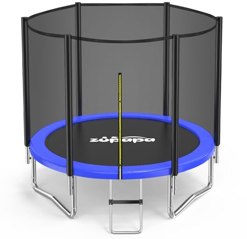 Zupapa 8ft (244cm of Diameter) Heavy Duty Trampoline with Enclosure Net & Non-Slip Ladder for Kids & Adults, Family Outdoor Backyard Fun