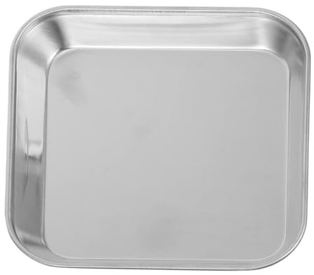 Ciieeo Vassoio Quadrato in Acciaio Inox per Alimenti Piatto da Portata per Biscotti e Antipasti Vassoio per Tostapane in Acciaio Inox Lavabile in Lavastoviglie