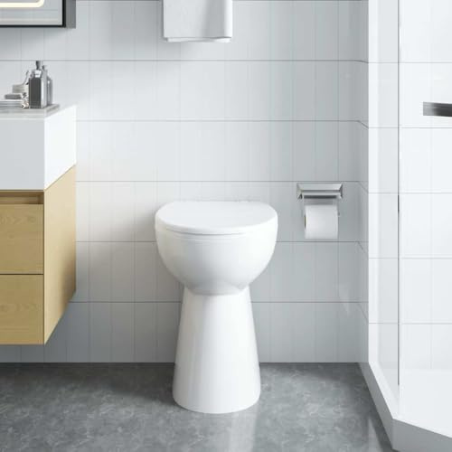 INLIFE Toilette sans Rebord 7 cm Hauteur supplémentaire Abattant Amorti Céramique Blanche