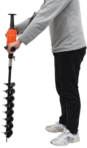 Tagowao Trapano elettrico da 1,9 kW con 2 punte, 120 mm, trapano da giardino, trivellazione per piante e agricoltura