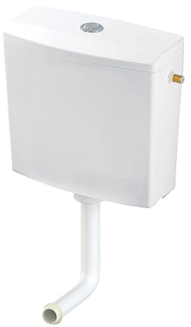 Wirquin 50717360 Réservoir d'eau pour wc Reviso semi-bas apparent en plastique avec kit de chasse d'eau complet économie d'eau, blanc