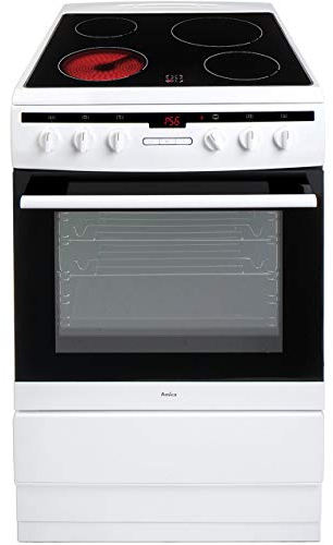 Amica 608CE2TAW Freestanding Ceramic Top Cooker, 65 Litre, 60 cm, White