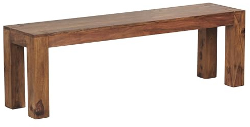 Wohnling Esszimmer Sitzbank Mumbai Massiv-Holz Sheesham 140 x 45 x 35 cm Holz-Bank Natur-Produkt Küchenbank im Landhaus-Stil