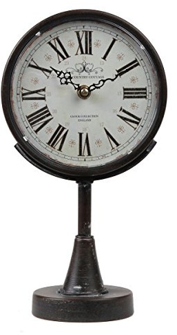 Lily's Home Antike inspirierte dekorative Kaminuhr mit großen römischen Ziffern, geräuschlos und tickt Nicht mit Quarzwerk, passt zum viktorianischen oder antiken Dekor-Thema, schwarz (29,5 cm hoch x