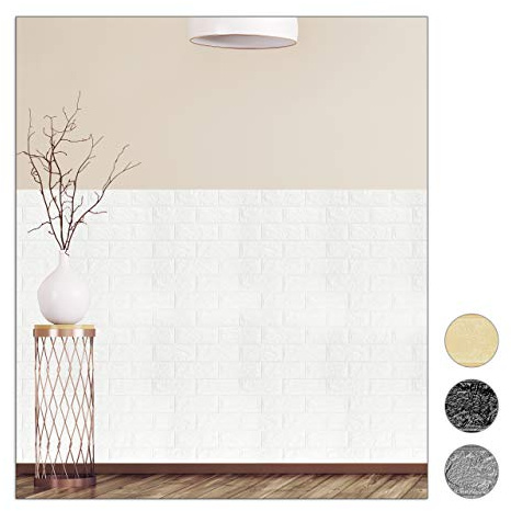 Relaxdays Wandpaneele selbstklebend, 5er Set, dekorative Steinoptik, 3D Paneele, weicher PE-Schaumstoff, 78x70cm, weiß