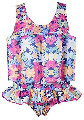 Kid Girls Boy Float Suit One Piece Floating Swimsuit with Adjustable Buoyancy Flotation Swimwear Learn to Swim Training Aid Vest Bodysuit Beach Bathing Suit Swimming Costume Flower 6-7 Years