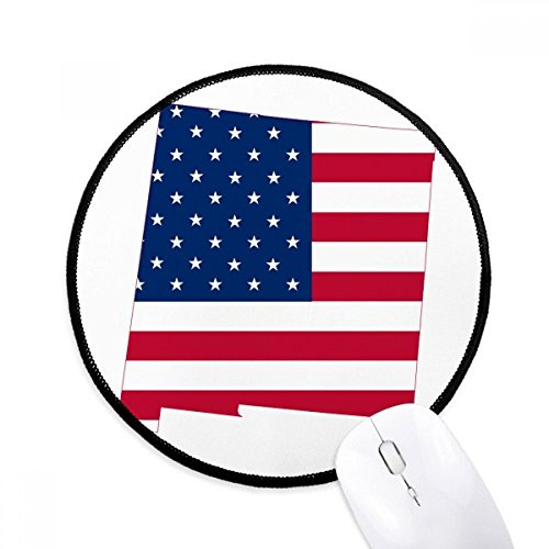 America Map Stars Stripes Flag Shape Mouse Pad Desktop Office Round Mat for Computer