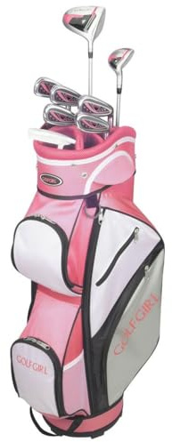 Golf Girl FWS3 Ladies Petite Golf Clubs Set with Cart Bag, All Graphite, Right Hand, Pink