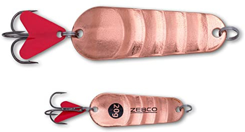 Zebco Premium Trophy Z-Ace Blinker Fishing Lure Wavy Pike Bait with Red Season Treble Hook Predatory Fish Spoons Fishing Accessories, Copper, 35g