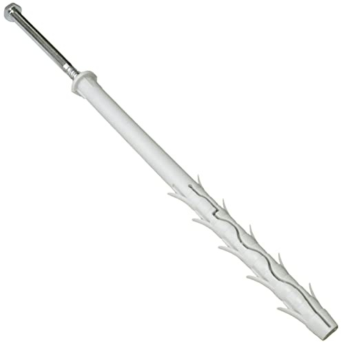 AERZETIX - C57444 - Lot de 10 Chevilles en Plastique à tête fraisée à ailettes Ø12x200 mm + 10 vis tirefonds Ø8x200 mm à Empreinte 6 pans en Acier - Couleur Argent